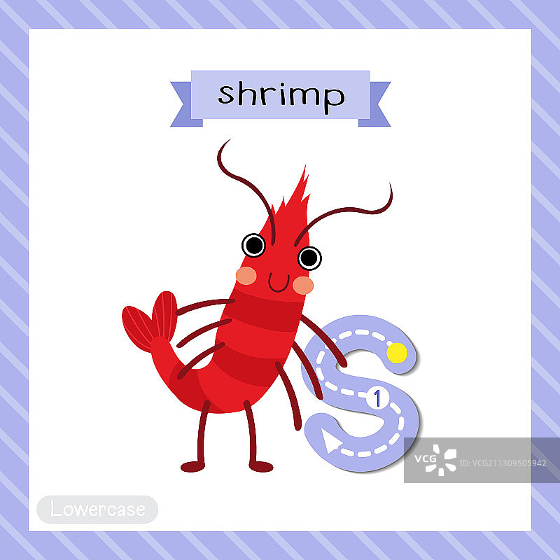 小写字母S描摹站立的虾图片素材