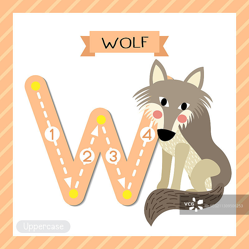 字母W大写字母描摹狼图片素材