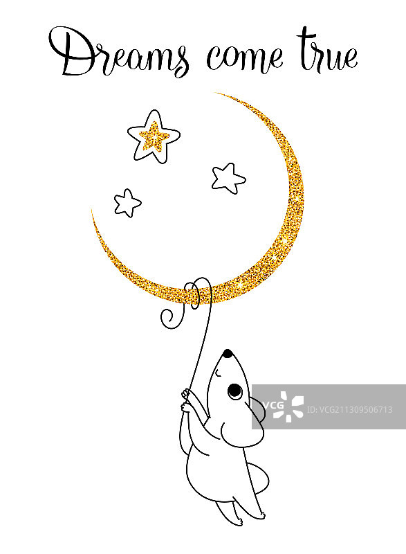 老鼠咬住月牙状尾巴图片素材