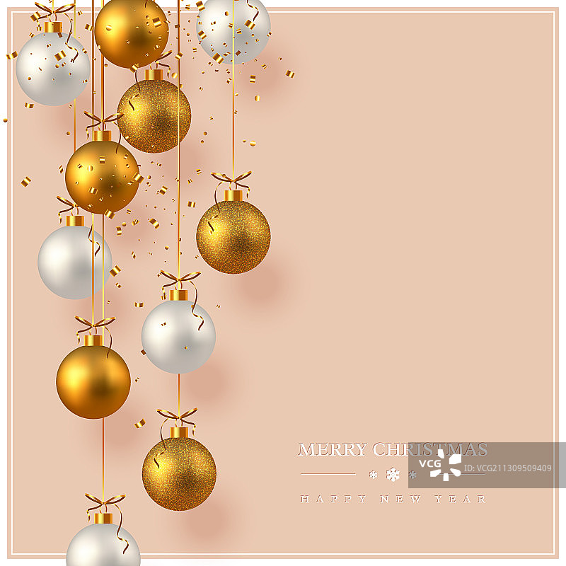 圣诞节贺卡：悬挂的装饰球图片素材