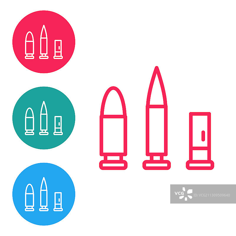 红色线条子弹和弹壳图标图片素材