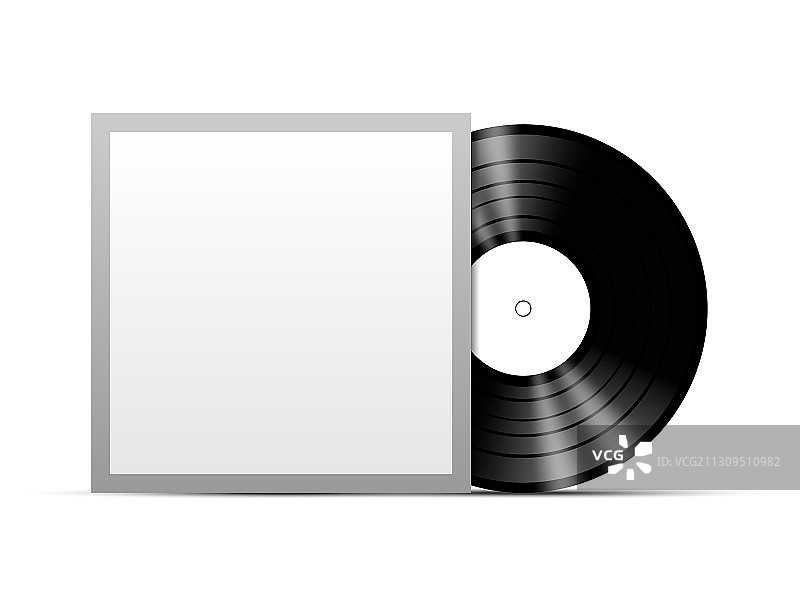 带黑色封面模板样机的黑胶唱片图片素材