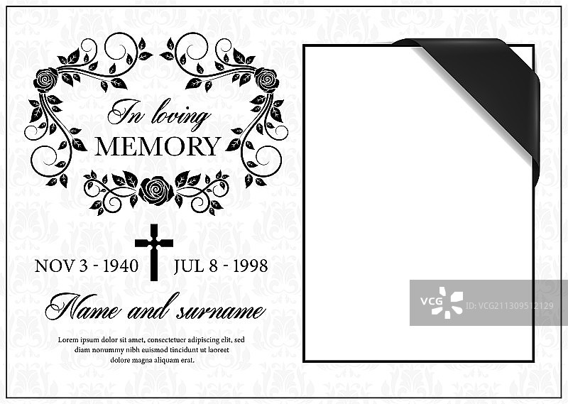 复古葬礼卡片慰问框架图片素材