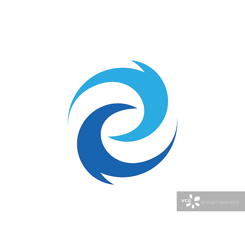 曲线圆形蓝色波浪旋转简约Logo图片素材