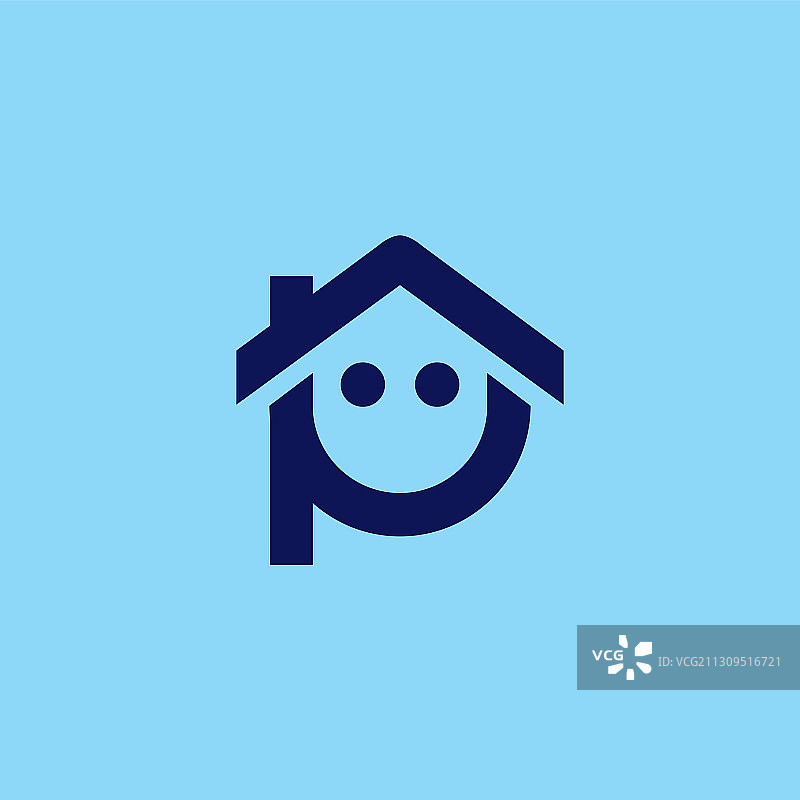 P字母房屋微笑标志图片素材