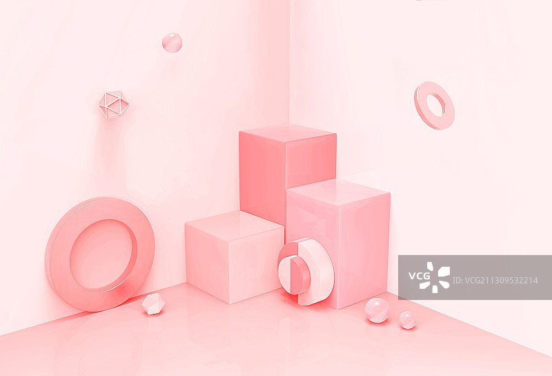 3D渲染简约立体几何展台背景图片素材