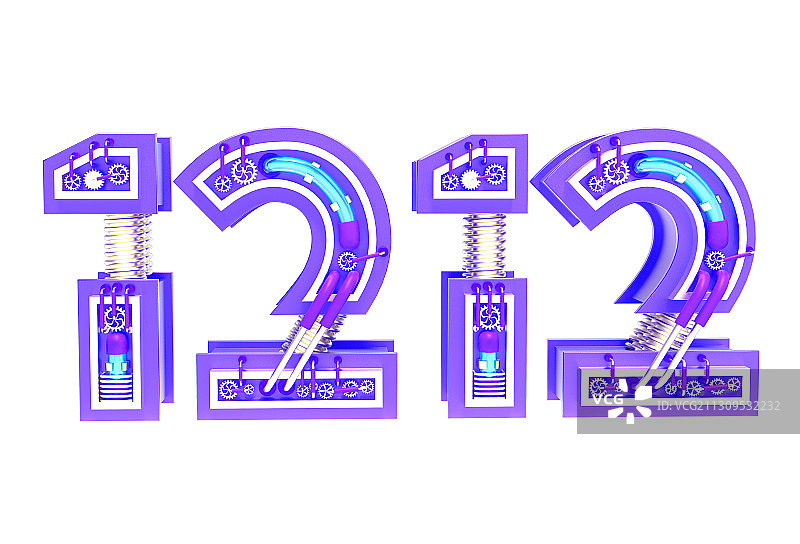 双十二3D渲染高端金属字插画图片素材