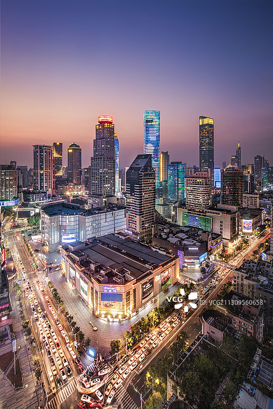 南京新街口城市繁华夜景图片素材