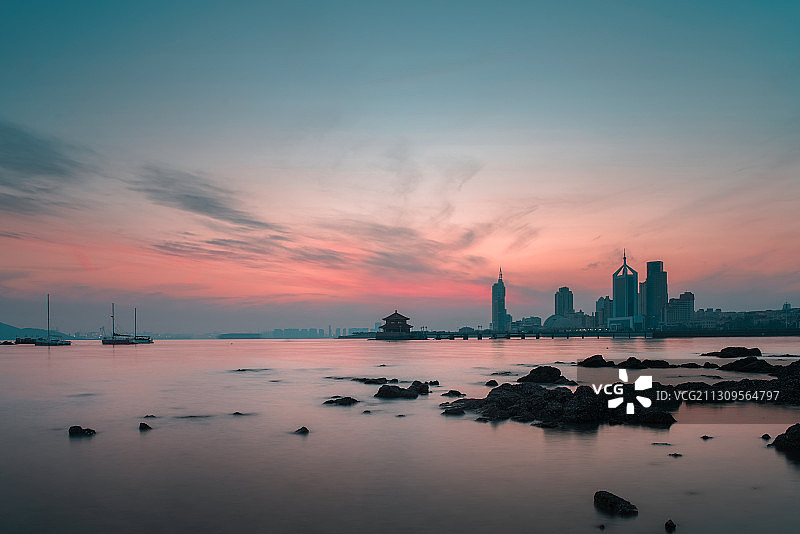 栈桥湾黄昏图片素材