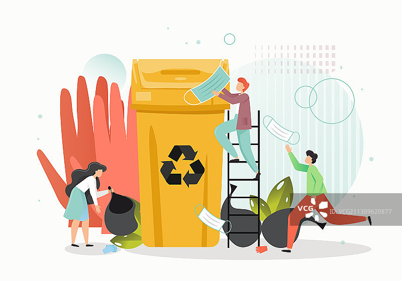 扁平风格的新冠病毒垃圾图片素材