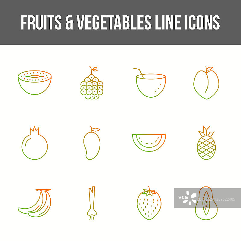 独特果蔬线性图标合集图片素材