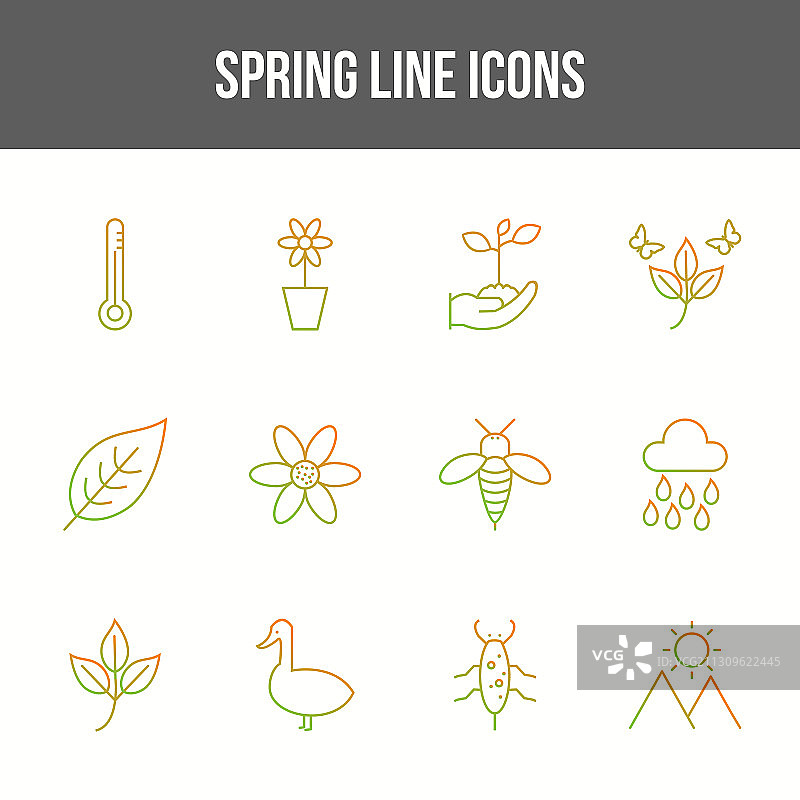 独特春季线条图标合集图片素材