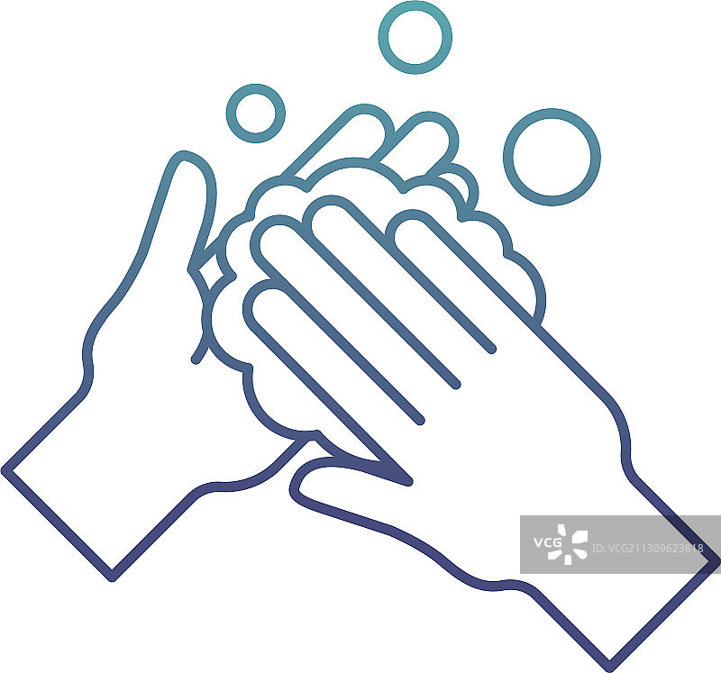 用肥皂洗手的降级线条样式图标图片素材