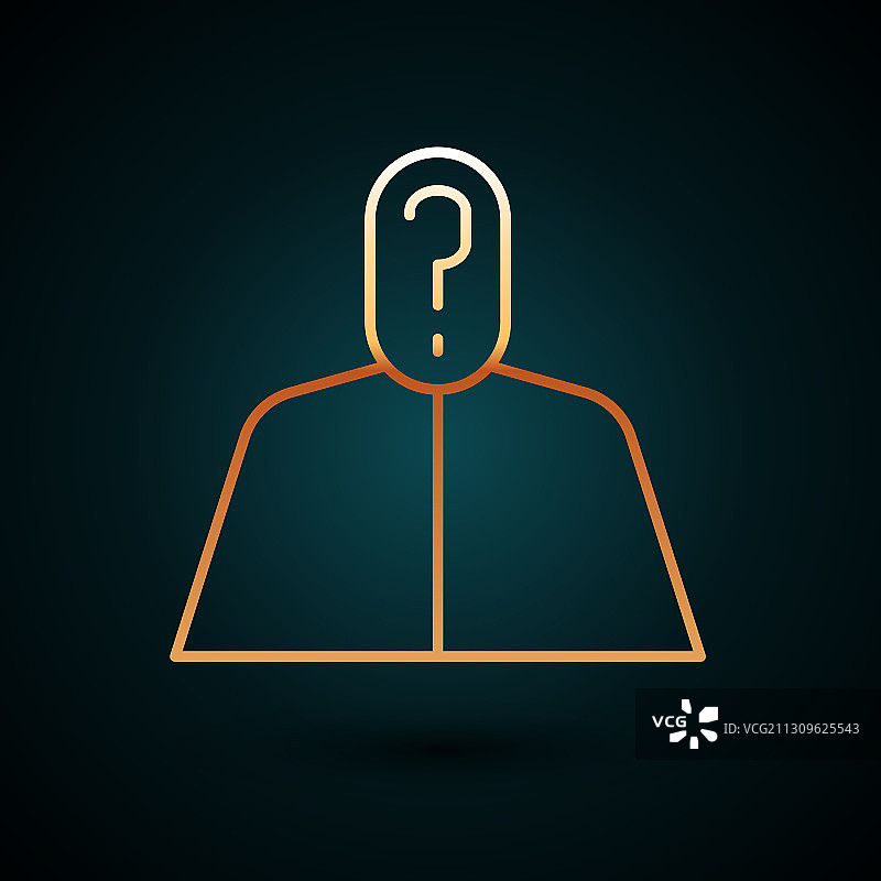 金色线条匿名男子与问号图标图片素材