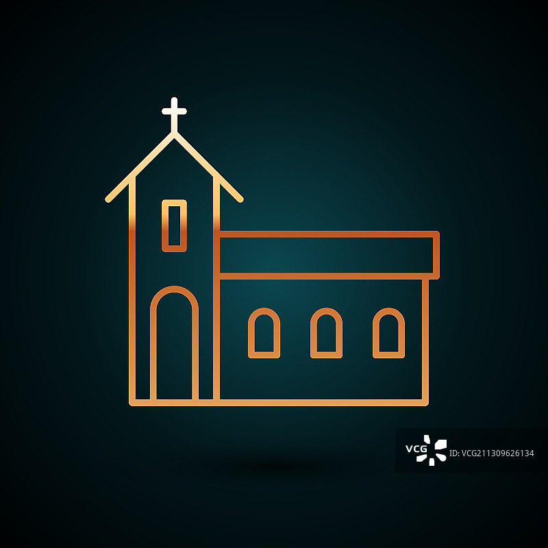 金色线条教堂建筑图标图片素材