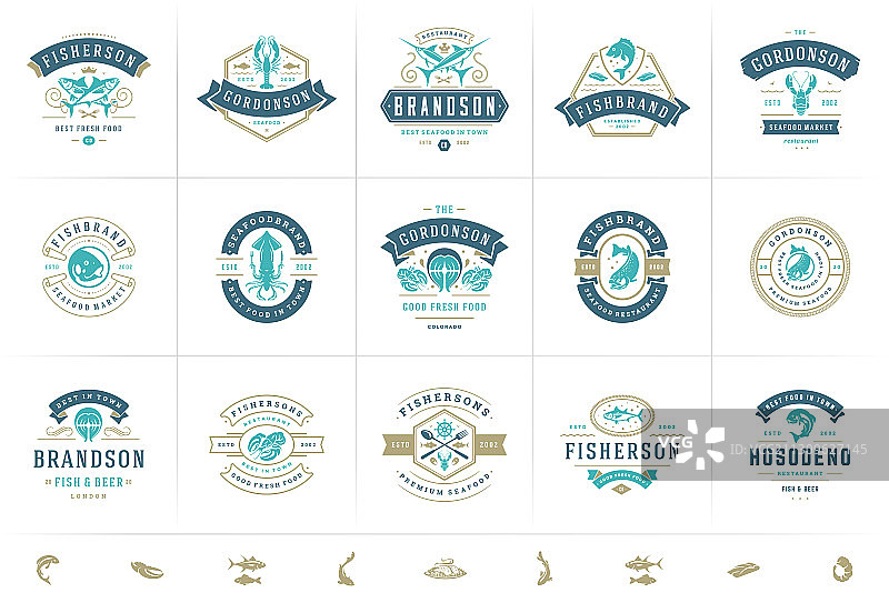 海鲜标志或标牌合集图片素材