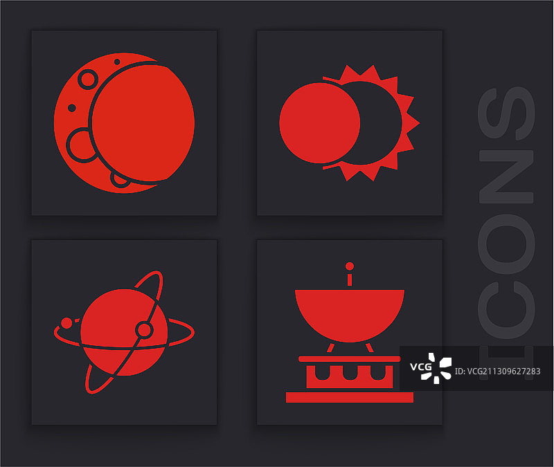 卫星天线、月食、太阳图片素材