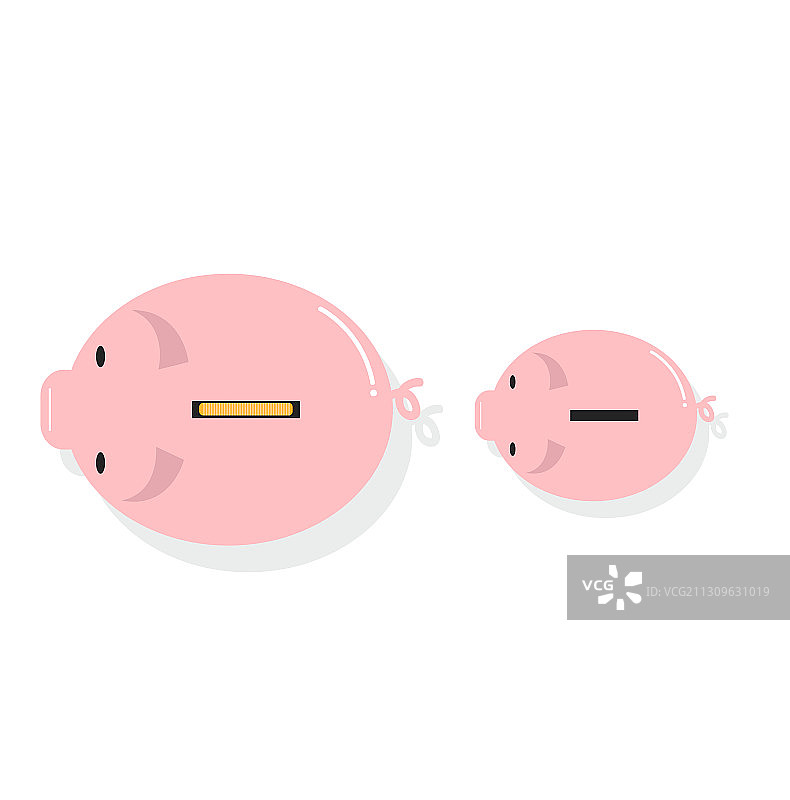 俯视可爱的大小储蓄罐图片素材