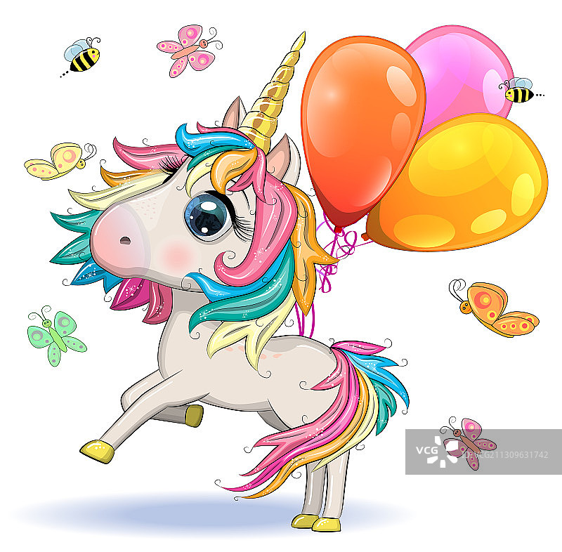 浪漫的可爱魔法独角兽T恤印花图片素材