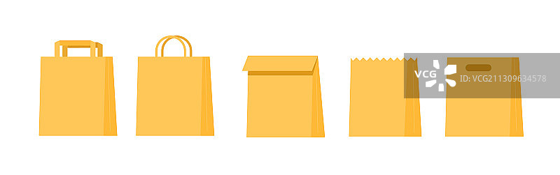 不同形状的生态纸袋组合图片素材