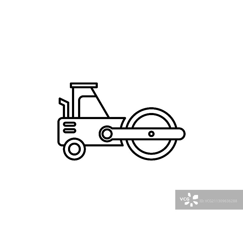 白色背景上的压路机轮廓图标图片素材