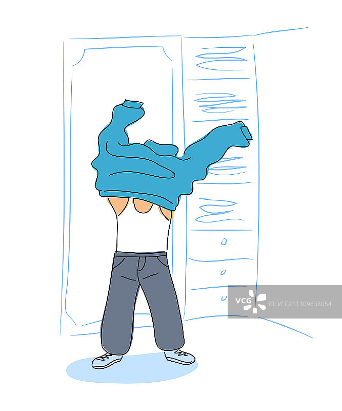 男孩在家中衣柜房间里打扮图片素材