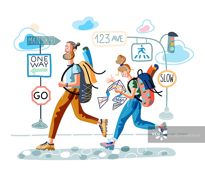 男人和女人旅客匆匆过马路图片素材