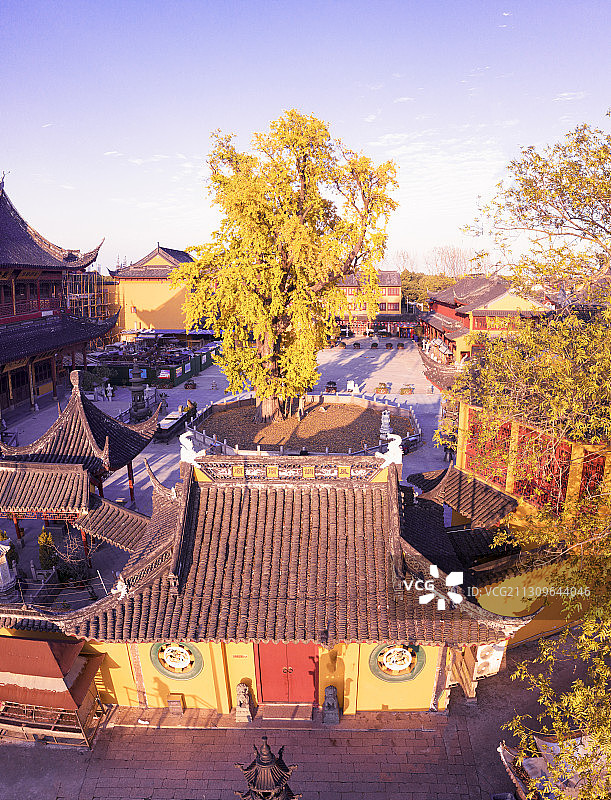 上海市青浦区报国寺航拍高清照片图片素材