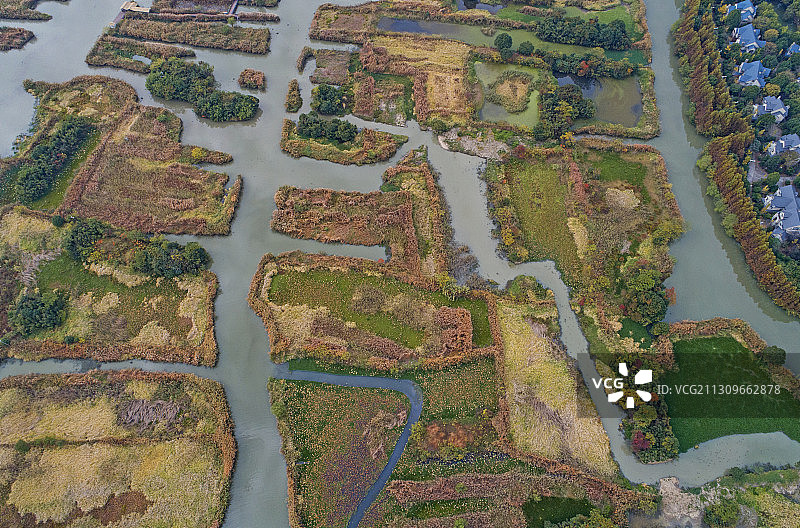 “中国最美湿地”浙江省湖州市德清县下渚湖航拍图片素材