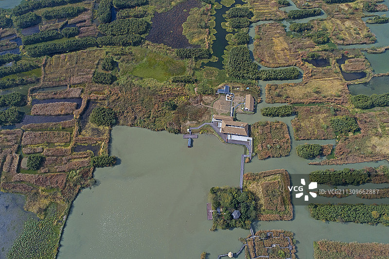 “中国最美湿地”浙江省湖州市德清县下渚湖航拍图片素材