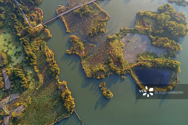 “中国最美湿地”浙江省湖州市德清县下渚湖航拍图片素材