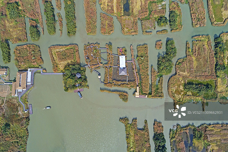 “中国最美湿地”浙江省湖州市德清县下渚湖航拍图片素材