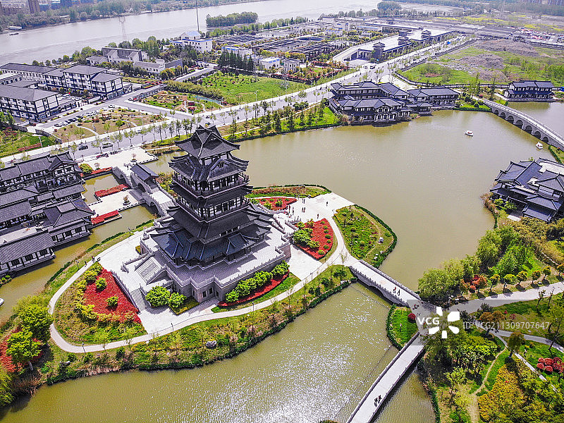 湖中魁星楼+江苏省宿迁市宿城区项王故里景区图片素材