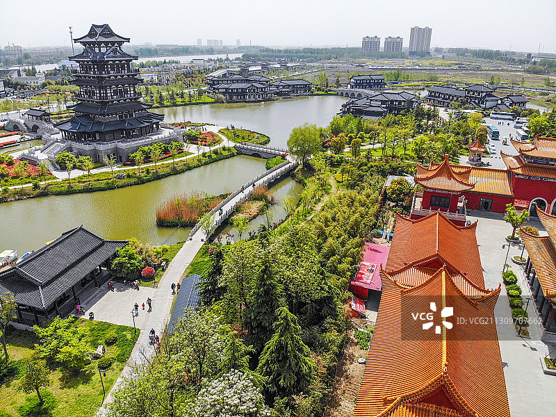 魁星楼与真如禅寺+江苏省宿迁市宿城区项王故里风景区图片素材