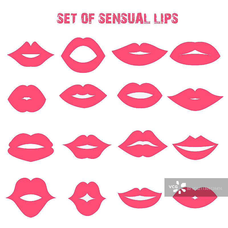 扁平风格的性感嘴唇合集图片素材