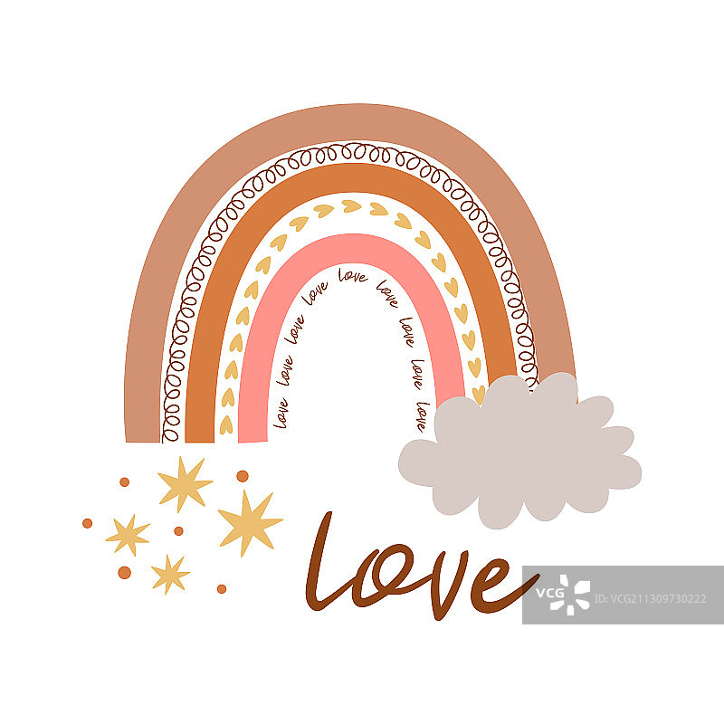 波西米亚风彩虹儿童粉彩彩虹墙艺术图片素材