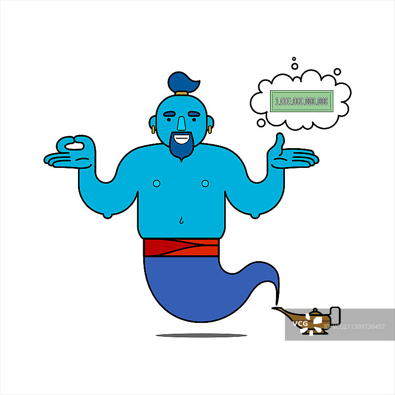 卡通蓝色神灯精灵图片素材
