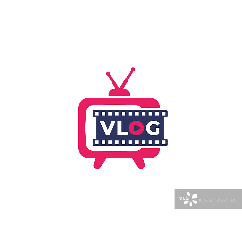 带老式电视的Vlog标志图片素材