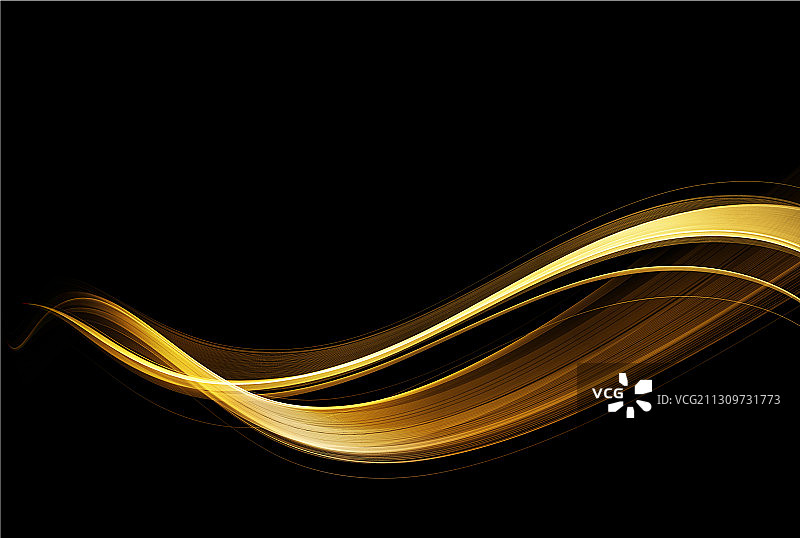 金色波浪抽象设计元素图片素材