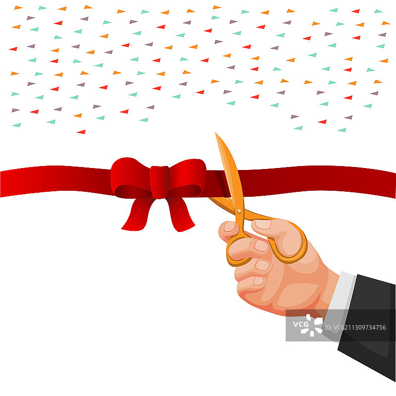 商人剪彩开业banner图片素材