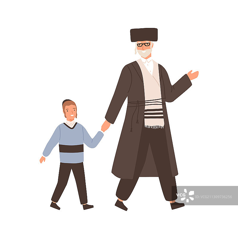 快乐的犹太家庭：祖父和孙子图片素材