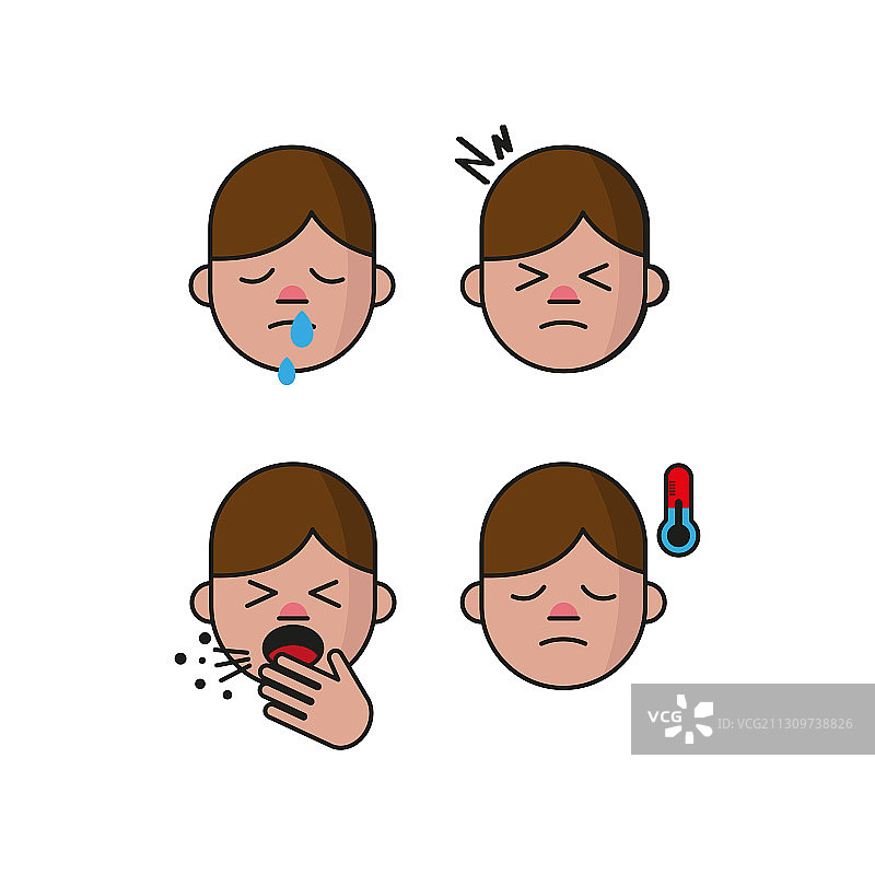 人类病毒症状图标集图片素材