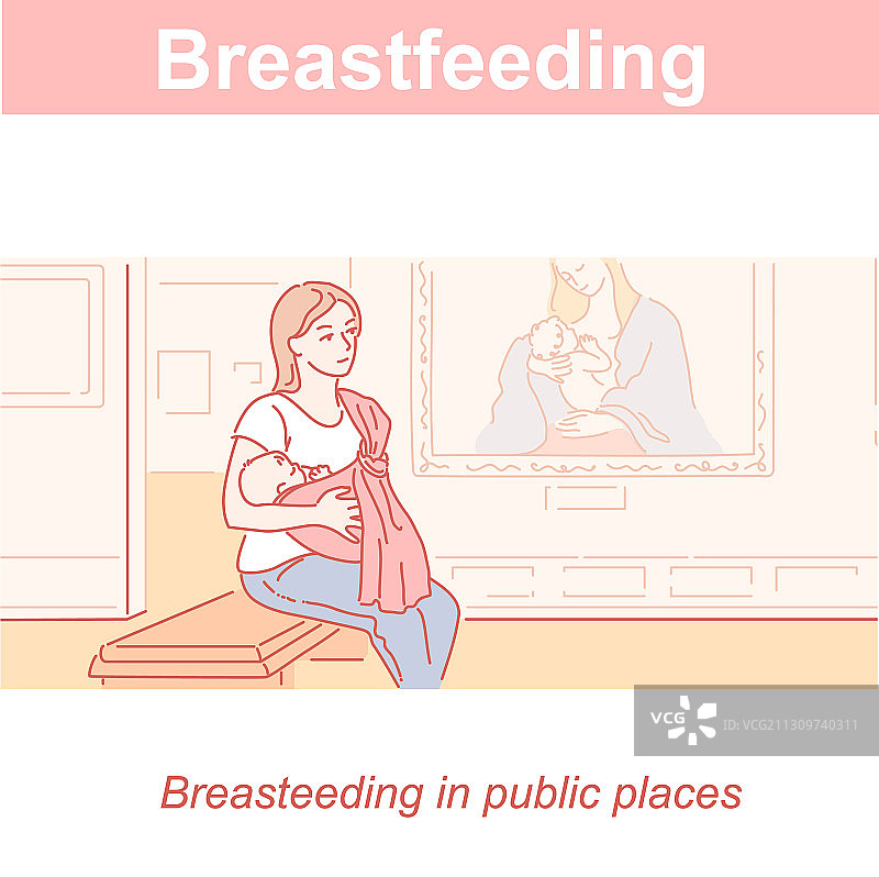 使用背巾哺乳的母亲和新生儿图片素材