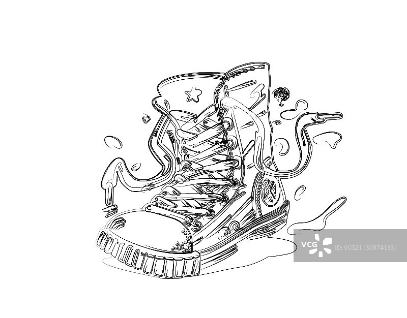 手绘时尚运动鞋图片素材