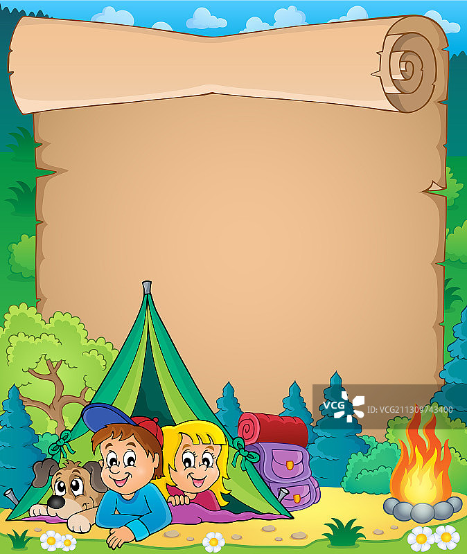 露营主题羊皮纸图片素材