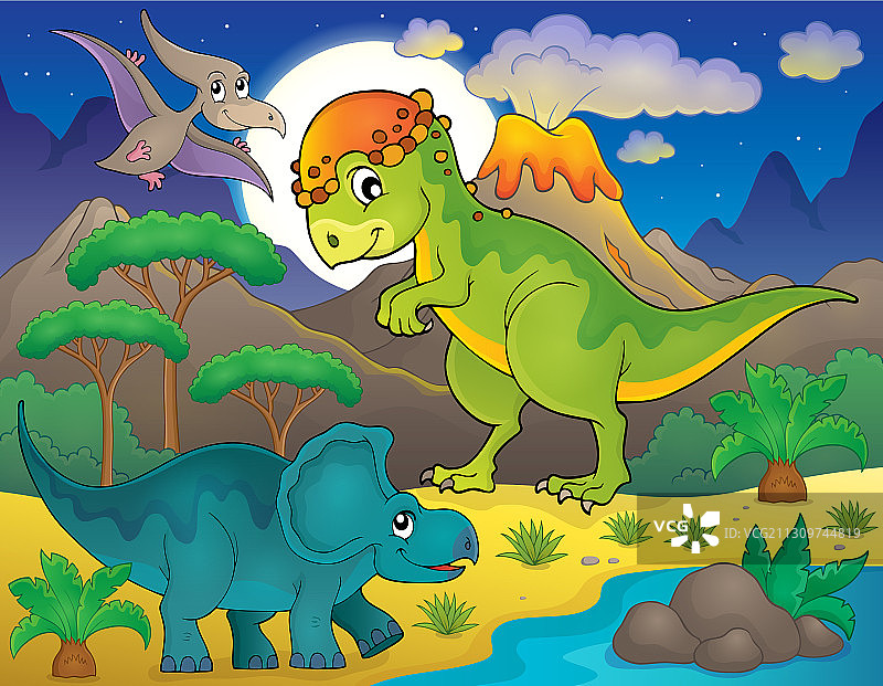 恐龙主题夜景 4图片素材