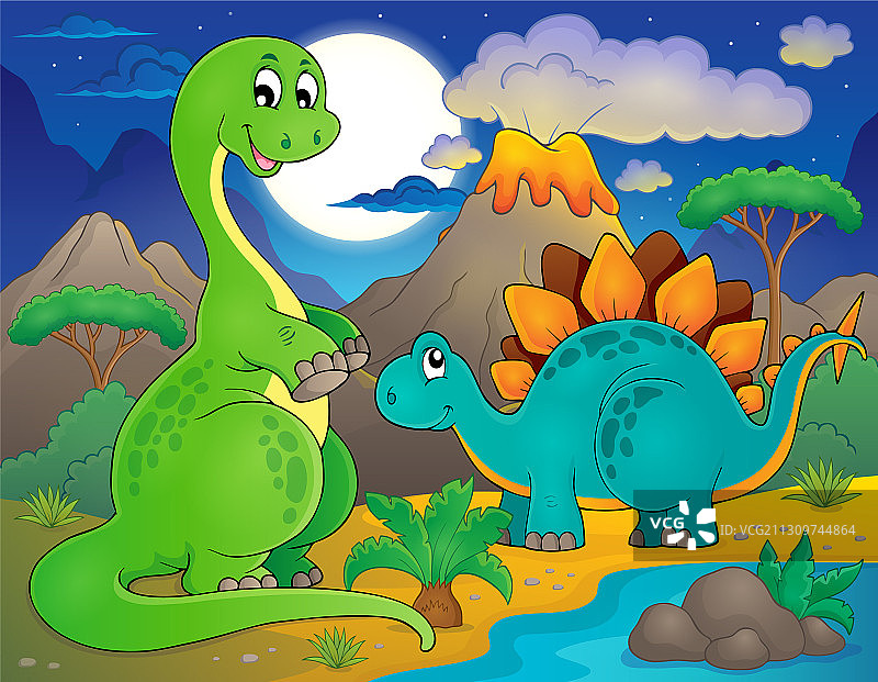 恐龙主题夜景图片素材