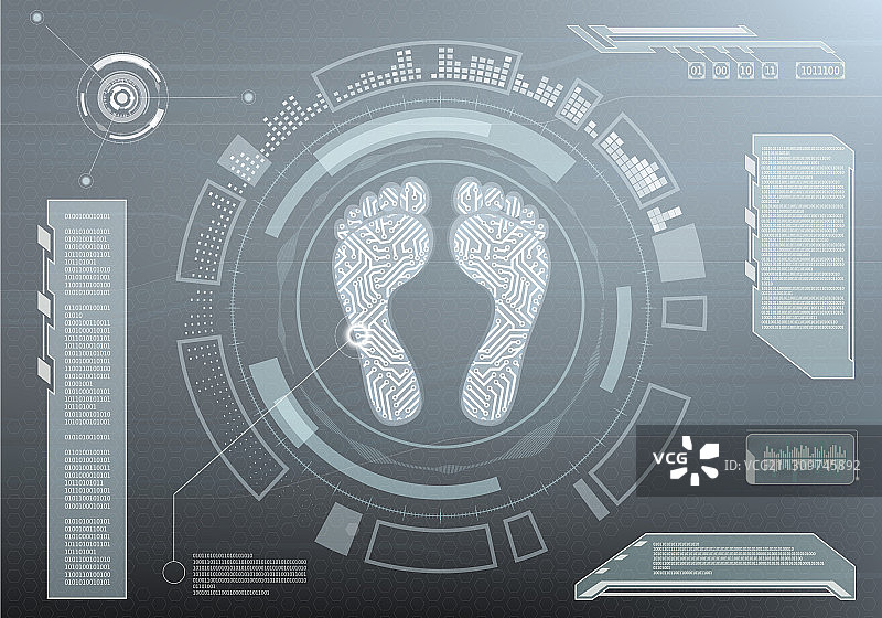 带有脚印的未来主义仪表盘图片素材