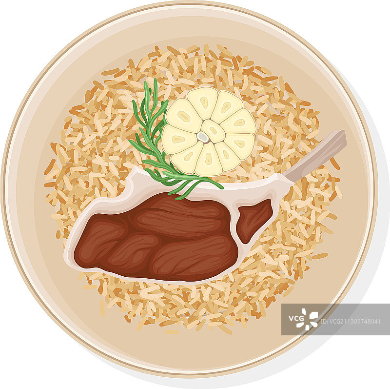牛肉蒜香米饭图片素材