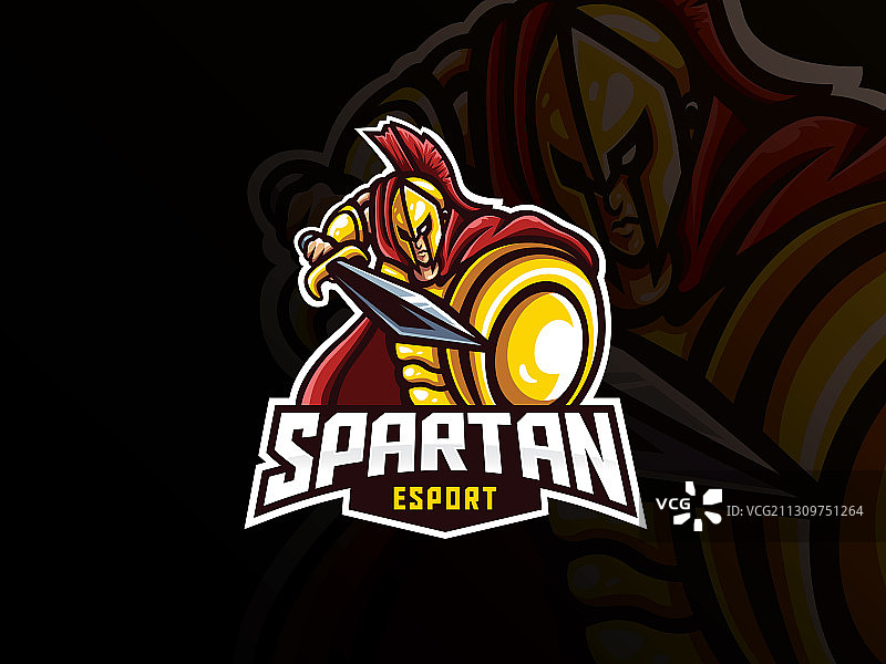 斯巴达勇士吉祥物运动标志设计图片素材